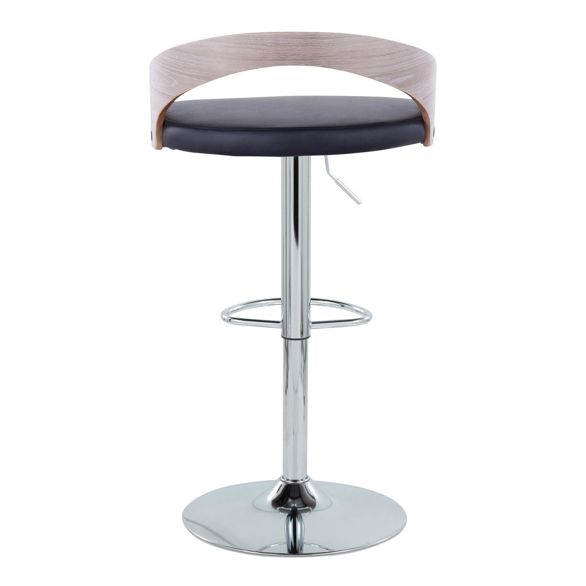 Grotto Mid-Century Modern Adjustable Swivel Barstool Chrome Grey (Set of 2) 7 Grotto Mid-Century Modern Adjustable Swivel Barstool Chrome Grey (Set of 2) - Image 7