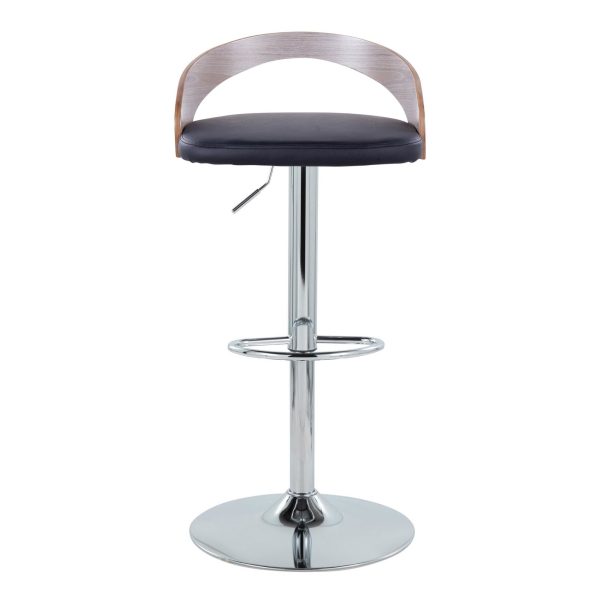 Grotto Mid Century Modern Adjustable Swivel Barstool Chrome Grey Set of 2 7