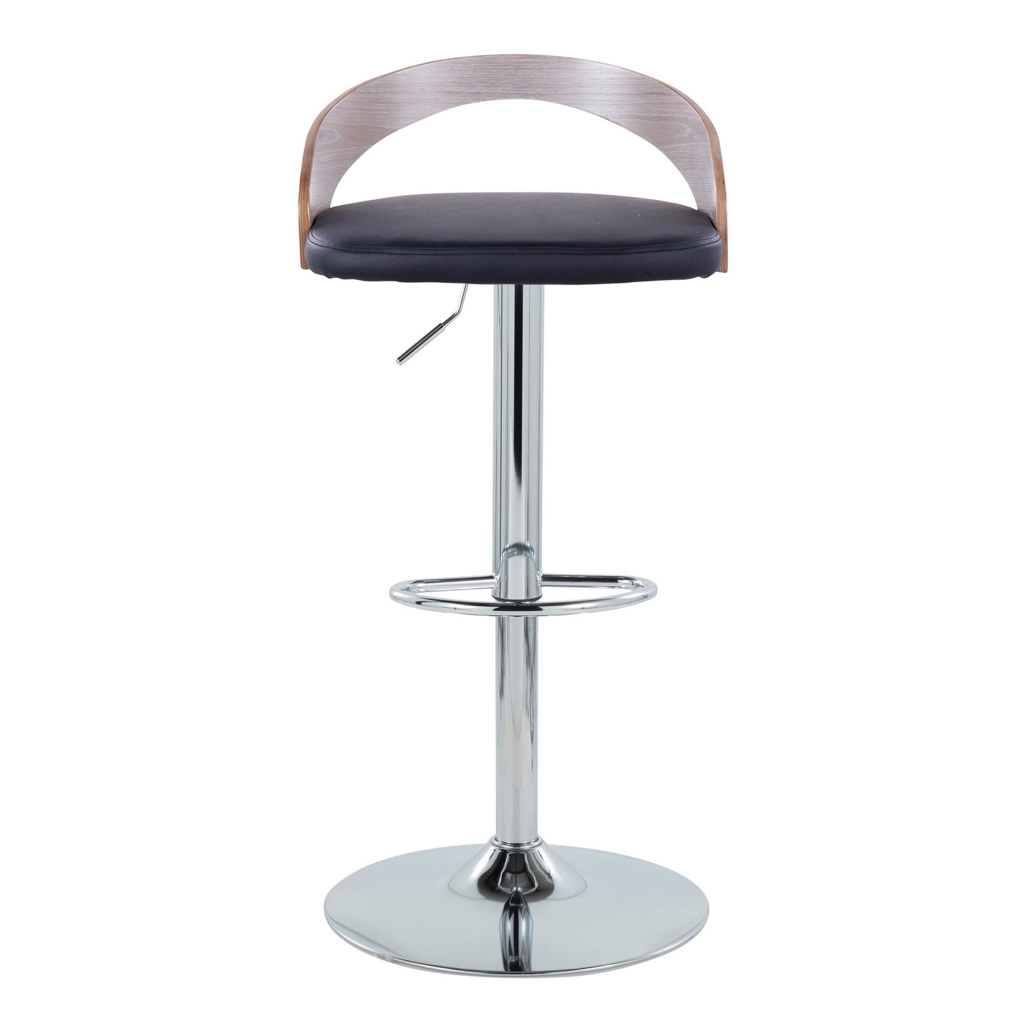 Grotto Mid-Century Modern Adjustable Swivel Barstool Chrome Grey (Set of 2) 8 Grotto Mid-Century Modern Adjustable Swivel Barstool Chrome Grey (Set of 2) - Image 8