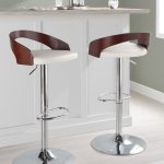 Grotto Mid-Century Modern Adjustable Swivel Barstool Chrome White (Set of 2) 12 Grotto Mid-Century Modern Adjustable Swivel Barstool Chrome White (Set of 2)