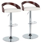 Grotto Mid-Century Modern Adjustable Swivel Barstool Chrome White (Set of 2) 13 Grotto Mid-Century Modern Adjustable Swivel Barstool Chrome White (Set of 2)