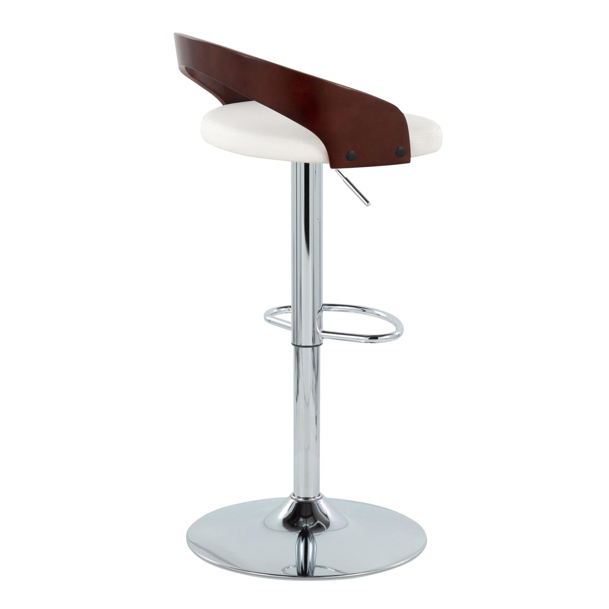 Grotto Mid-Century Modern Adjustable Swivel Barstool Chrome White (Set of 2) 6 Grotto Mid-Century Modern Adjustable Swivel Barstool Chrome White (Set of 2) - Image 6
