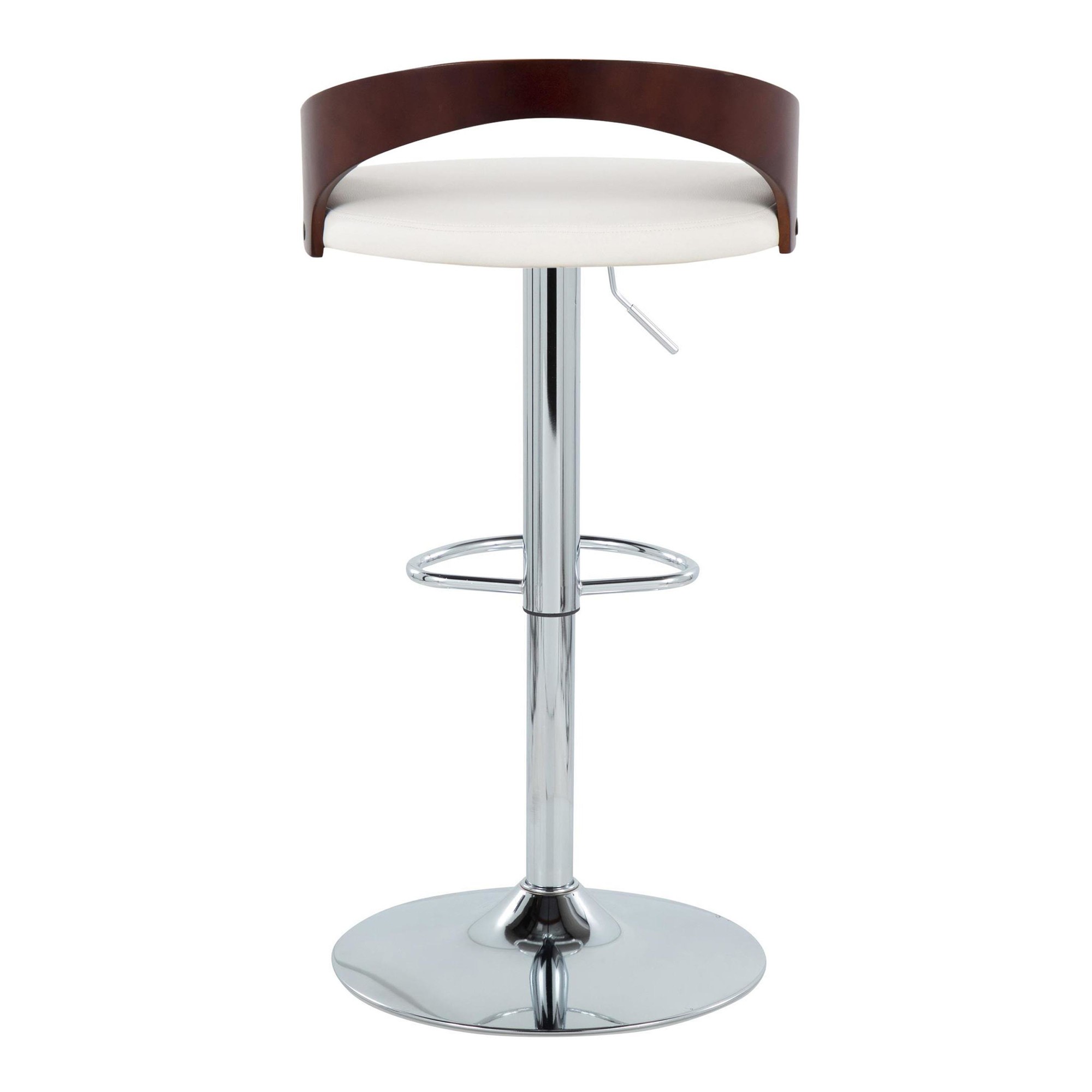 Grotto Mid-Century Modern Adjustable Swivel Barstool Chrome White (Set of 2) 7 Grotto Mid-Century Modern Adjustable Swivel Barstool Chrome White (Set of 2) - Image 7