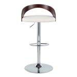 Grotto Mid-Century Modern Adjustable Swivel Barstool Chrome White (Set of 2) 18 Grotto Mid-Century Modern Adjustable Swivel Barstool Chrome White (Set of 2)