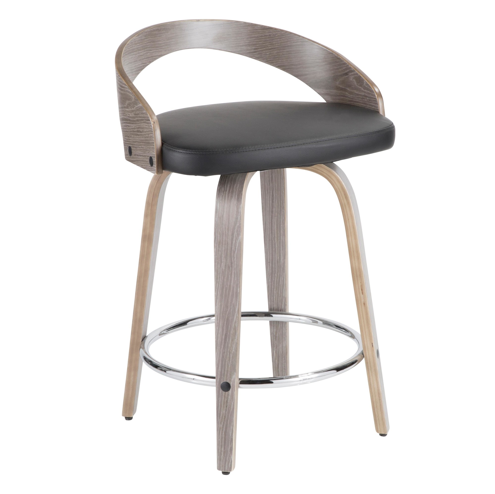 Grotto Mid-Century Modern Light Grey Swivel Counter Stools (Set of 2) 11 Grotto Mid-Century Modern Light Grey Swivel Counter Stools (Set of 2) - Image 11