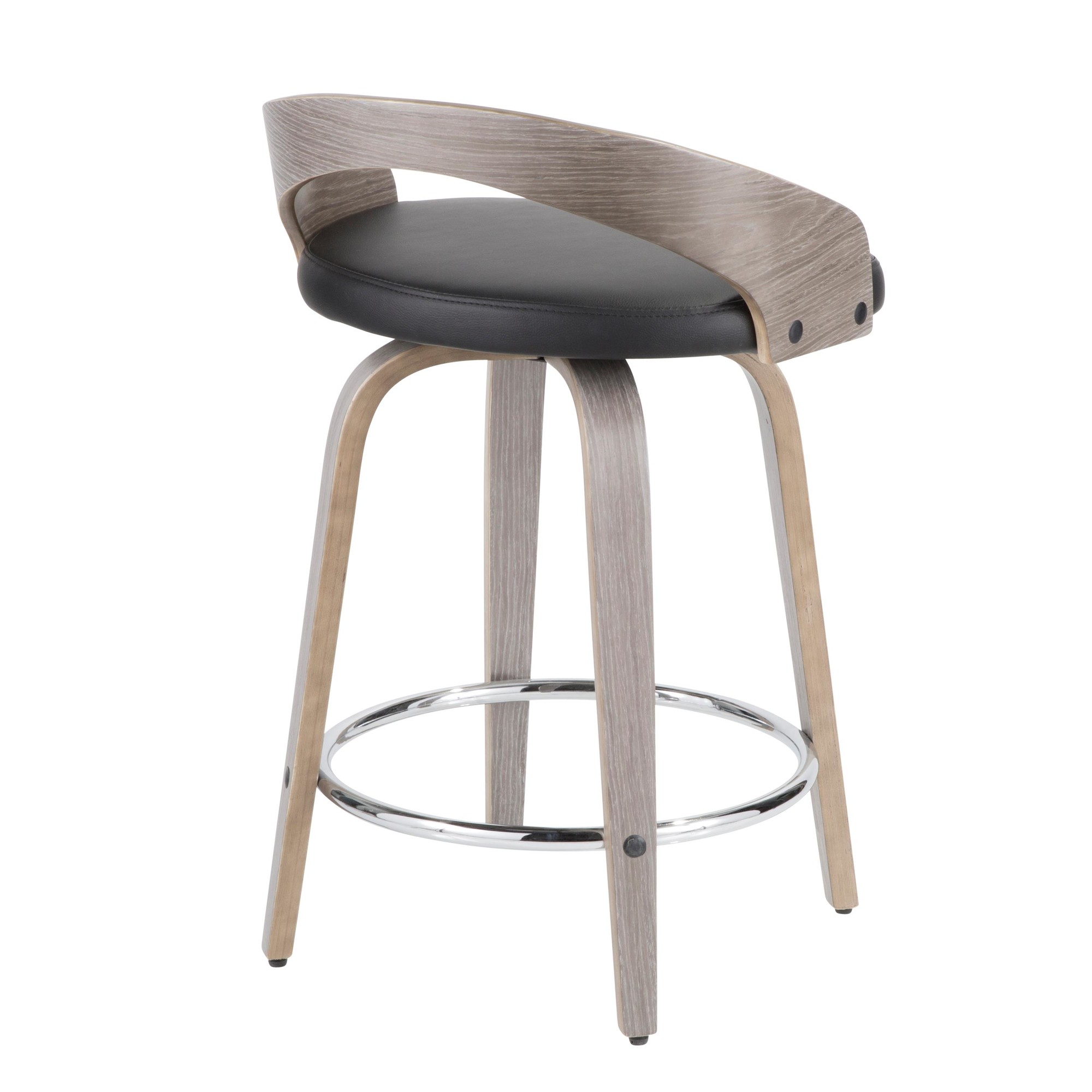 Grotto Mid-Century Modern Light Grey Swivel Counter Stools (Set of 2) 13 Grotto Mid-Century Modern Light Grey Swivel Counter Stools (Set of 2) - Image 13