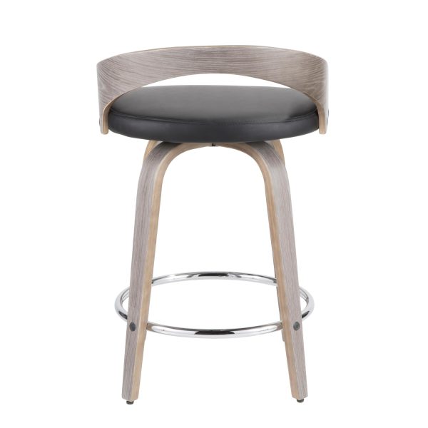 Grotto Mid Century Modern Light Grey Swivel Counter Stools Set of 2 13