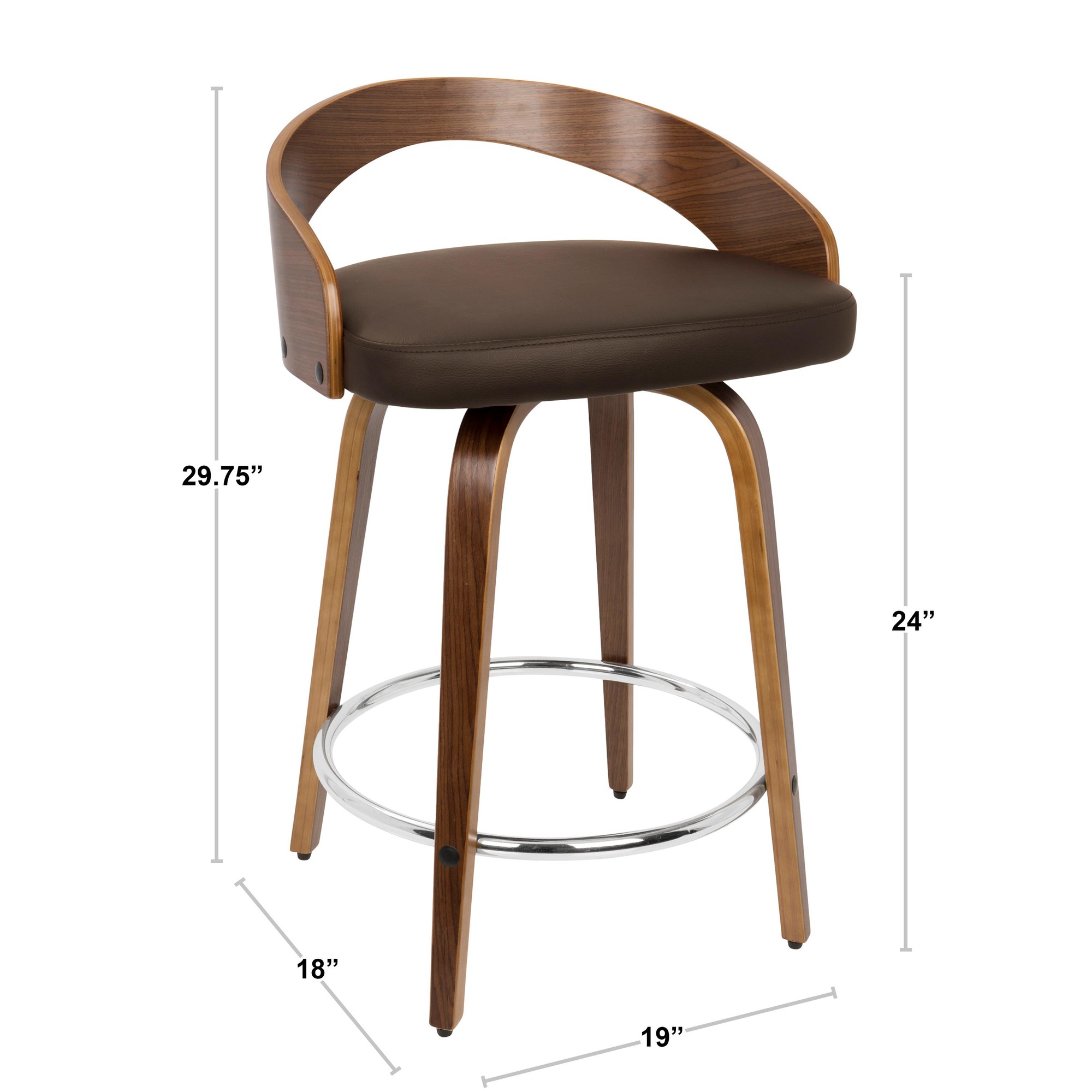 Grotto Mid-Century Modern Light Grey Swivel Counter Stools (Set of 2) 17 Grotto Mid-Century Modern Light Grey Swivel Counter Stools (Set of 2) - Image 17