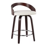 Grotto Mid-Century Modern Swivel Counter Stool Mahogany White (Set of 2) 12 Grotto Mid-Century Modern Swivel Counter Stool Mahogany White (Set of 2)