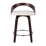 Grotto Mid-Century Modern Swivel Counter Stool Mahogany White (Set of 2) 16 Grotto Mid-Century Modern Swivel Counter Stool Mahogany White (Set of 2)