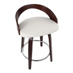 Grotto Mid-Century Modern Swivel Counter Stool Mahogany White (Set of 2) 17 Grotto Mid-Century Modern Swivel Counter Stool Mahogany White (Set of 2)