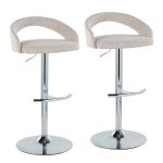 Grotto Oat Noise Fabric Chrome Adjustable Barstool (Set of 2) 13 Grotto Oat Noise Fabric Chrome Adjustable Barstool (Set of 2)