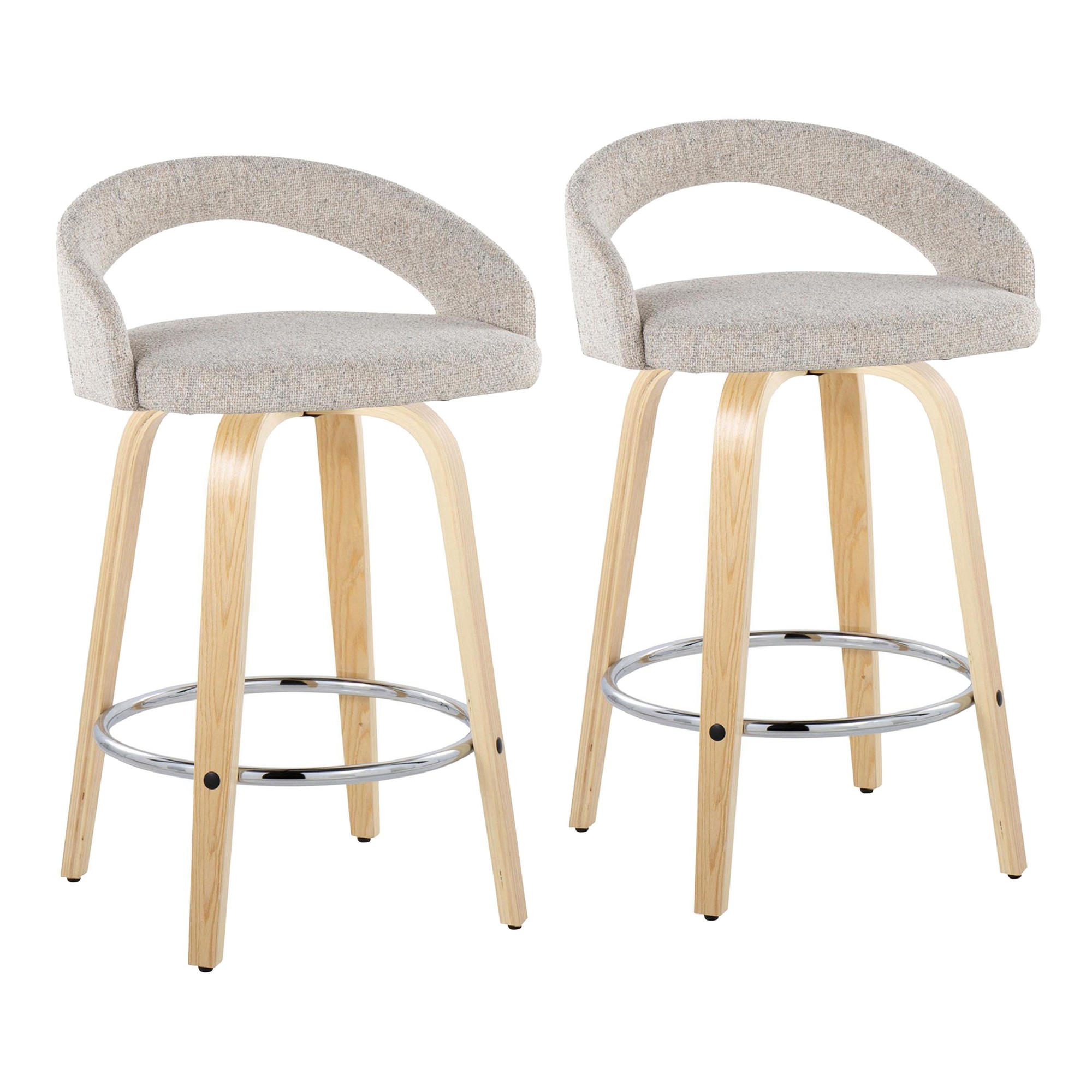 Grotto Oat Noise Fabric Contemporary 26-Inch Swivel Stools (Set of 2) 3 Grotto Oat Noise Fabric Contemporary 26-Inch Swivel Stools (Set of 2) - Image 3