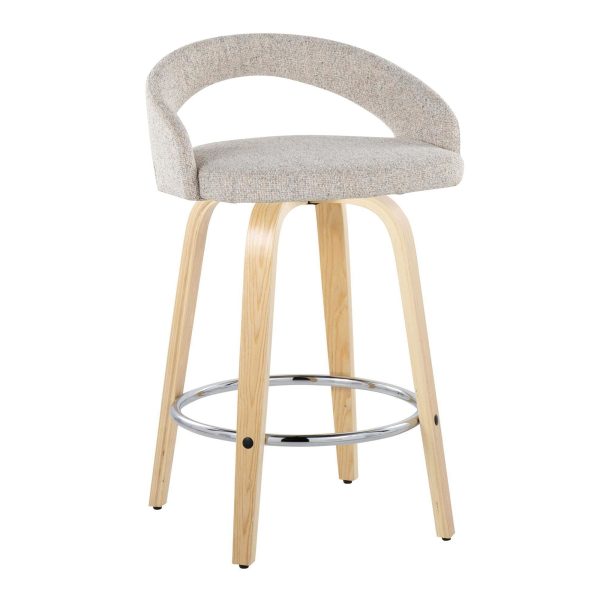 Grotto Oat Noise Fabric Contemporary 26 Inch Swivel Stools Set of 2 3