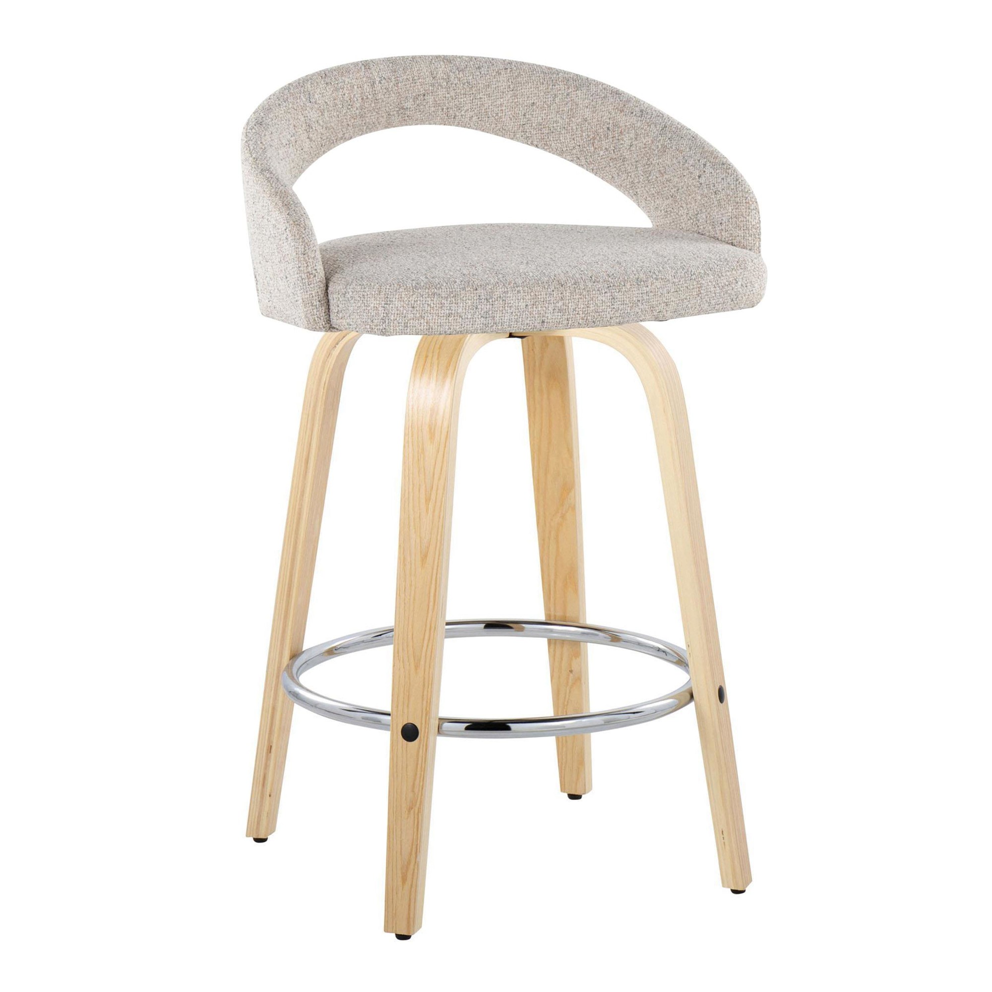 Grotto Oat Noise Fabric Contemporary 26-Inch Swivel Stools (Set of 2) 4 Grotto Oat Noise Fabric Contemporary 26-Inch Swivel Stools (Set of 2) - Image 4