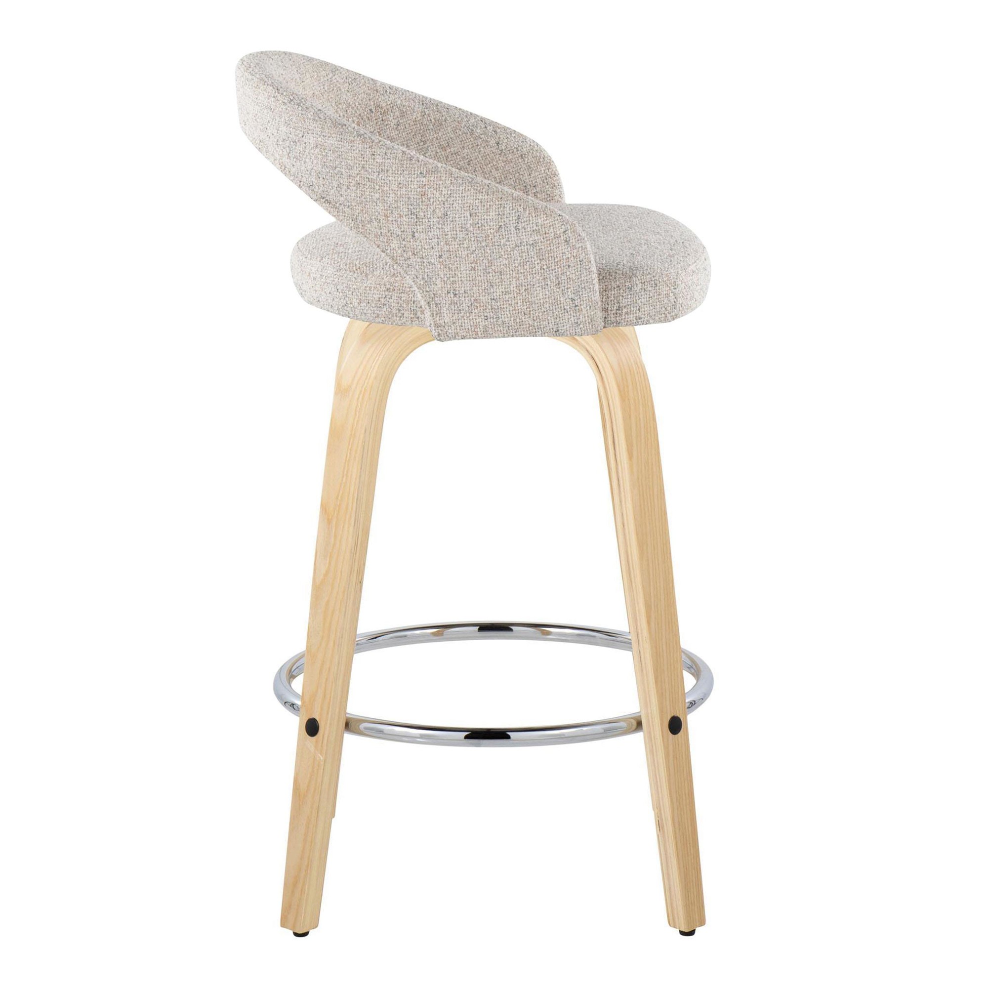 Grotto Oat Noise Fabric Contemporary 26-Inch Swivel Stools (Set of 2) 5 Grotto Oat Noise Fabric Contemporary 26-Inch Swivel Stools (Set of 2) - Image 5