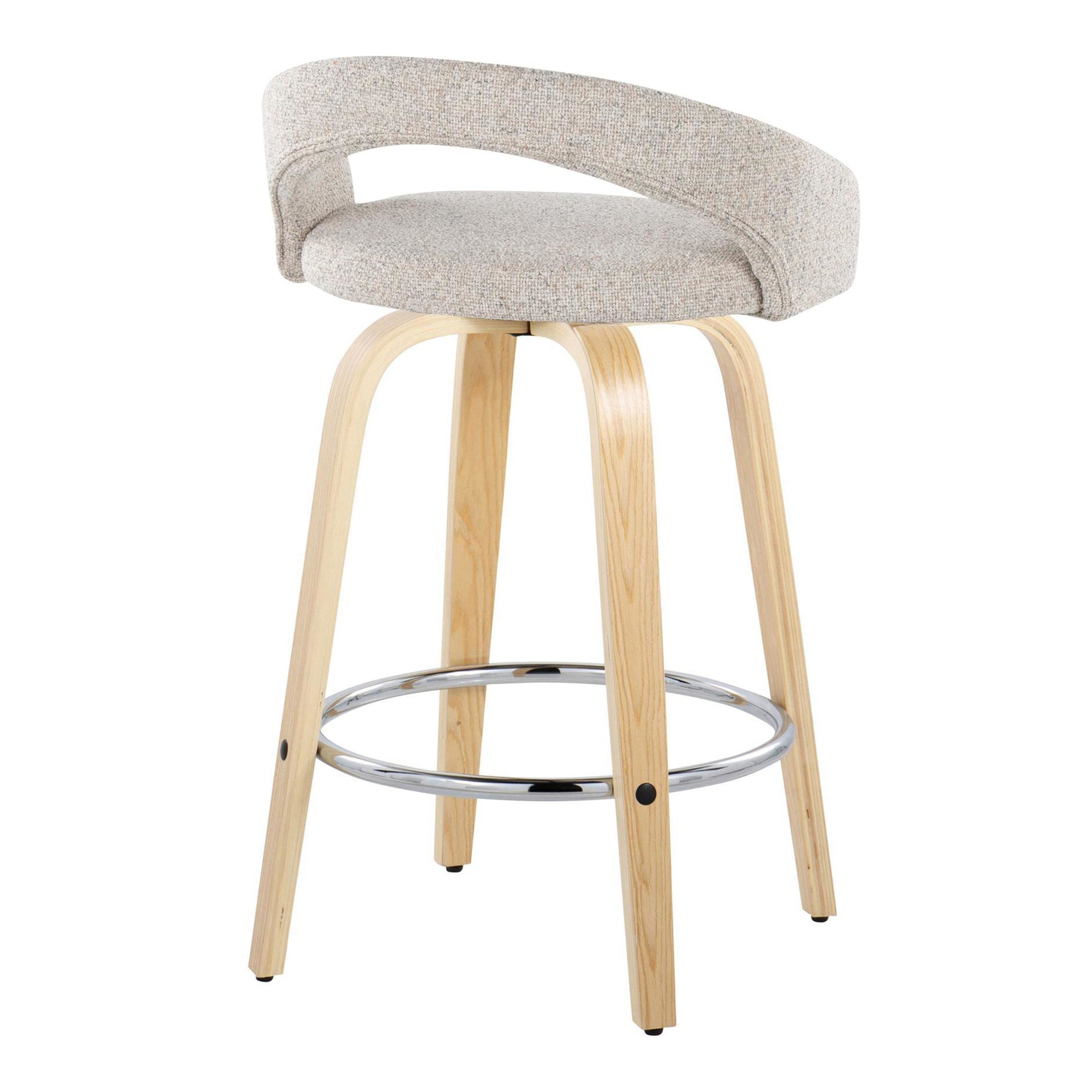 Grotto Oat Noise Fabric Contemporary 26-Inch Swivel Stools (Set of 2) 6 Grotto Oat Noise Fabric Contemporary 26-Inch Swivel Stools (Set of 2) - Image 6