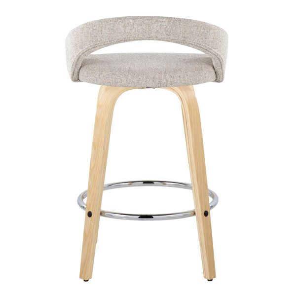 Grotto Oat Noise Fabric Contemporary 26 Inch Swivel Stools Set of 2 6