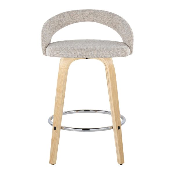Grotto Oat Noise Fabric Contemporary 26 Inch Swivel Stools Set of 2 7