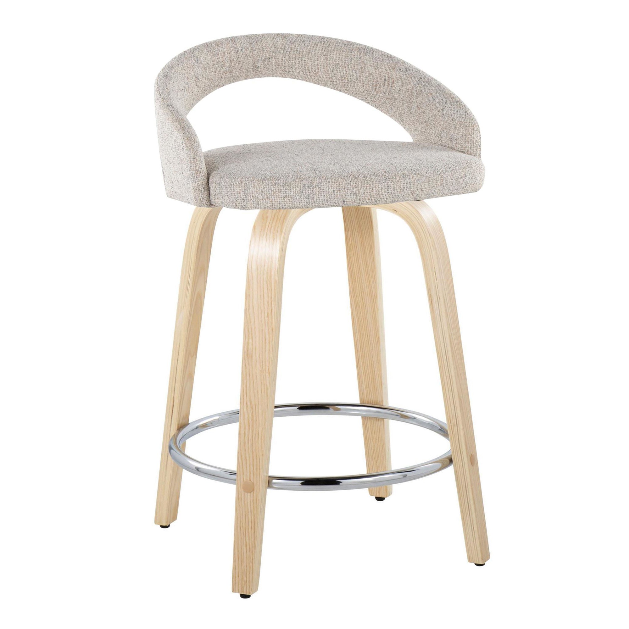 Grotto Oat Noise Fabric Contemporary Swivel Counter Stools (Set of 2) 4 Grotto Oat Noise Fabric Contemporary Swivel Counter Stools (Set of 2) - Image 4