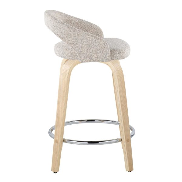 Grotto Oat Noise Fabric Contemporary Swivel Counter Stools Set of 2 4