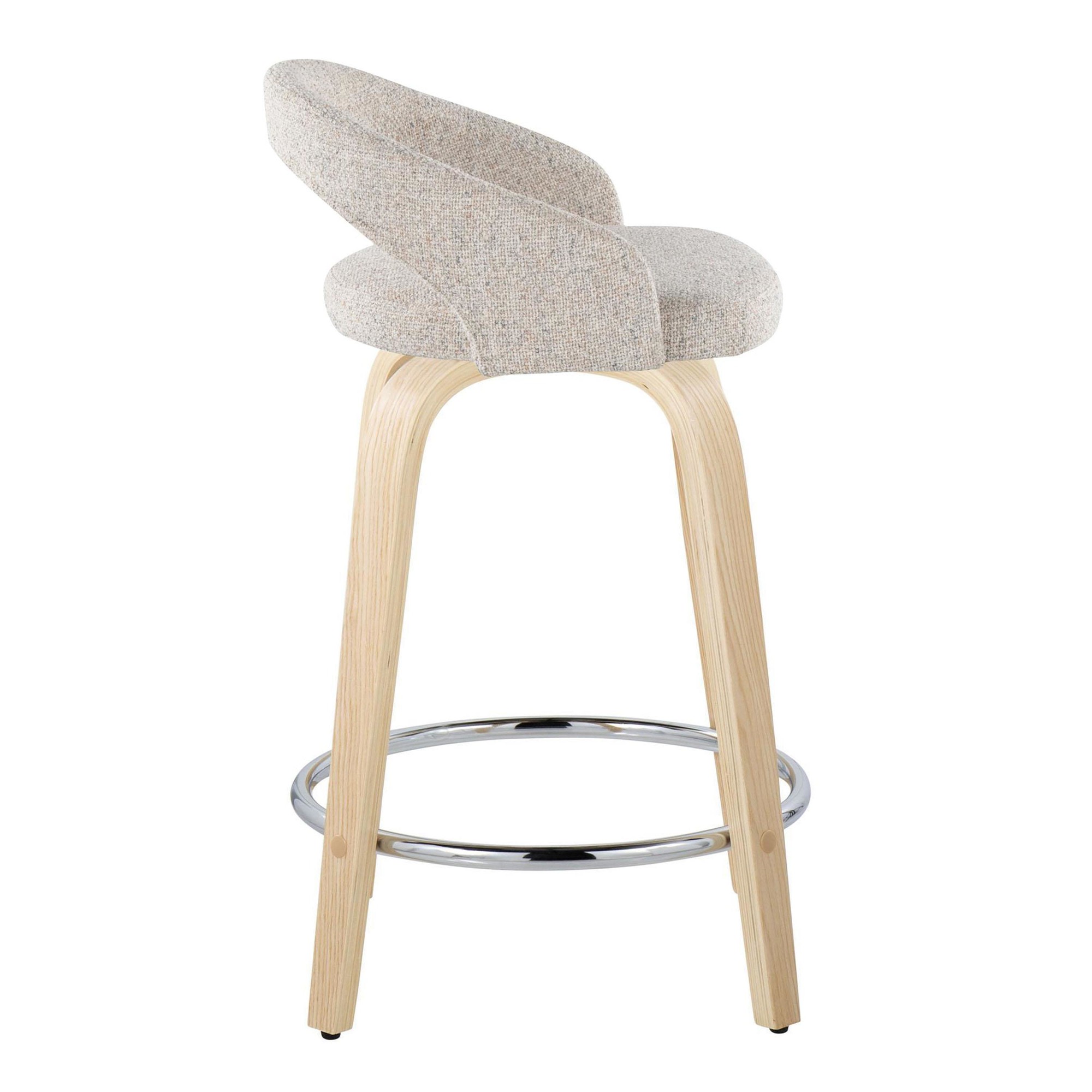 Grotto Oat Noise Fabric Contemporary Swivel Counter Stools (Set of 2) 5 Grotto Oat Noise Fabric Contemporary Swivel Counter Stools (Set of 2) - Image 5