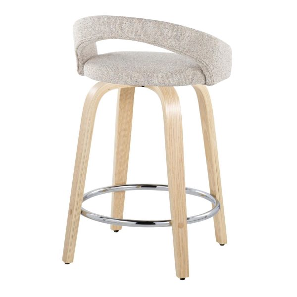 Grotto Oat Noise Fabric Contemporary Swivel Counter Stools Set of 2 5