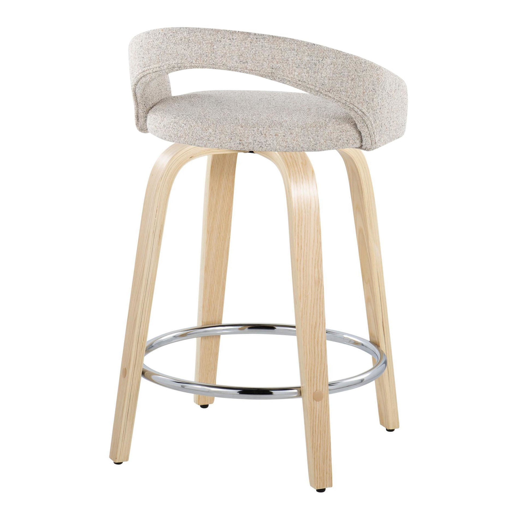 Grotto Oat Noise Fabric Contemporary Swivel Counter Stools (Set of 2) 6 Grotto Oat Noise Fabric Contemporary Swivel Counter Stools (Set of 2) - Image 6