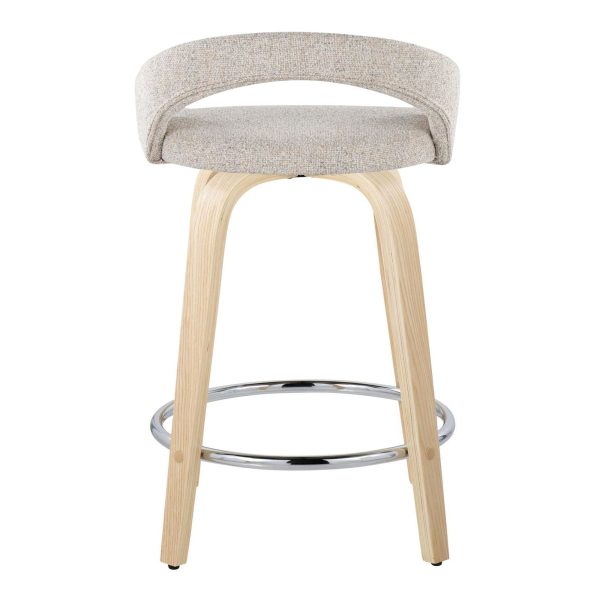 Grotto Oat Noise Fabric Contemporary Swivel Counter Stools Set of 2 6