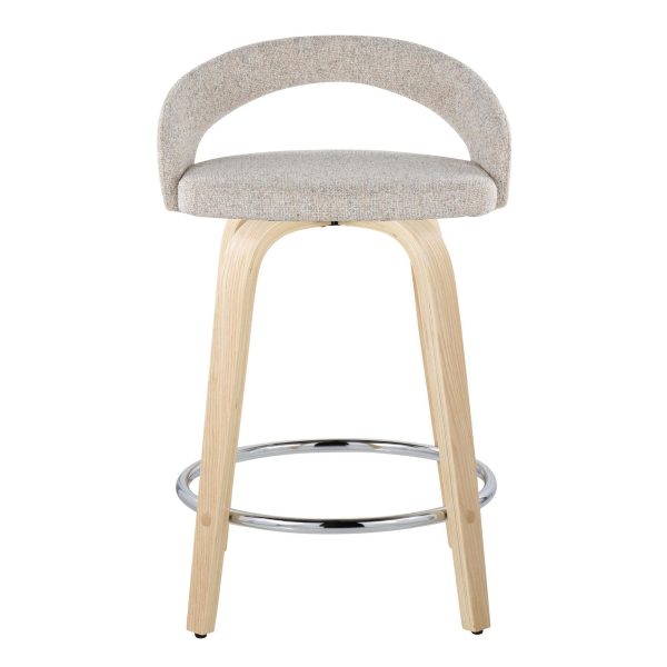 Grotto Oat Noise Fabric Contemporary Swivel Counter Stools Set of 2 7