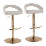 Grotto Oat Noise Fabric Gold Contemporary Adjustable Barstools (Set of 2) 13 Grotto Oat Noise Fabric Gold Contemporary Adjustable Barstools (Set of 2)