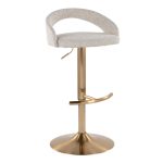 Grotto Oat Noise Fabric Gold Contemporary Adjustable Barstools (Set of 2) 14 Grotto Oat Noise Fabric Gold Contemporary Adjustable Barstools (Set of 2)
