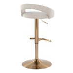 Grotto Oat Noise Fabric Gold Contemporary Adjustable Barstools (Set of 2) 16 Grotto Oat Noise Fabric Gold Contemporary Adjustable Barstools (Set of 2)