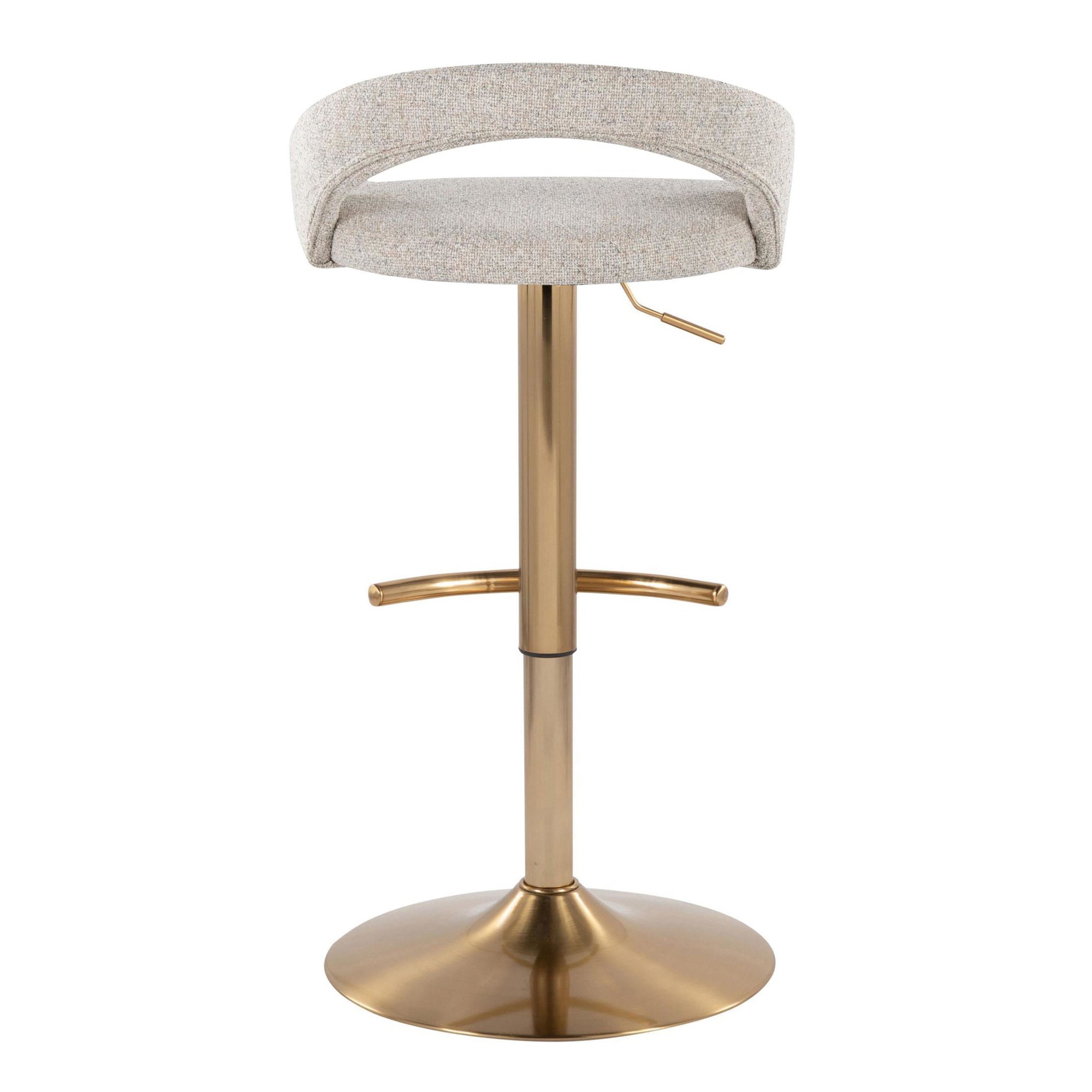Grotto Oat Noise Fabric Gold Contemporary Adjustable Barstools (Set of 2) 7 Grotto Oat Noise Fabric Gold Contemporary Adjustable Barstools (Set of 2) - Image 7