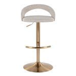 Grotto Oat Noise Fabric Gold Contemporary Adjustable Barstools (Set of 2) 18 Grotto Oat Noise Fabric Gold Contemporary Adjustable Barstools (Set of 2)