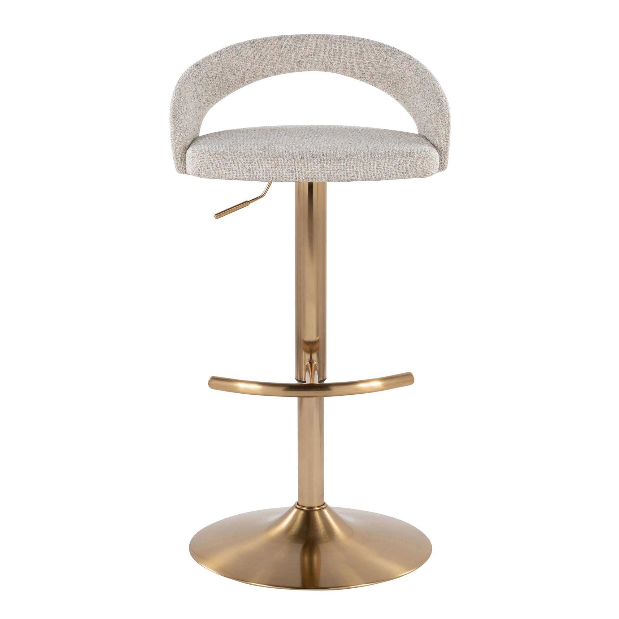 Grotto Oat Noise Fabric Gold Contemporary Adjustable Barstools (Set of 2) 8 Grotto Oat Noise Fabric Gold Contemporary Adjustable Barstools (Set of 2) - Image 8