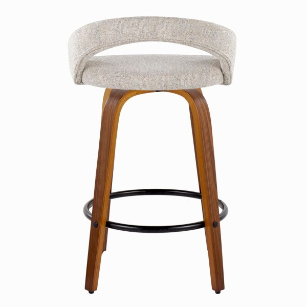 Grotto Oat Noise Fabric Walnut Contemporary Counter Stools Set of 2 6