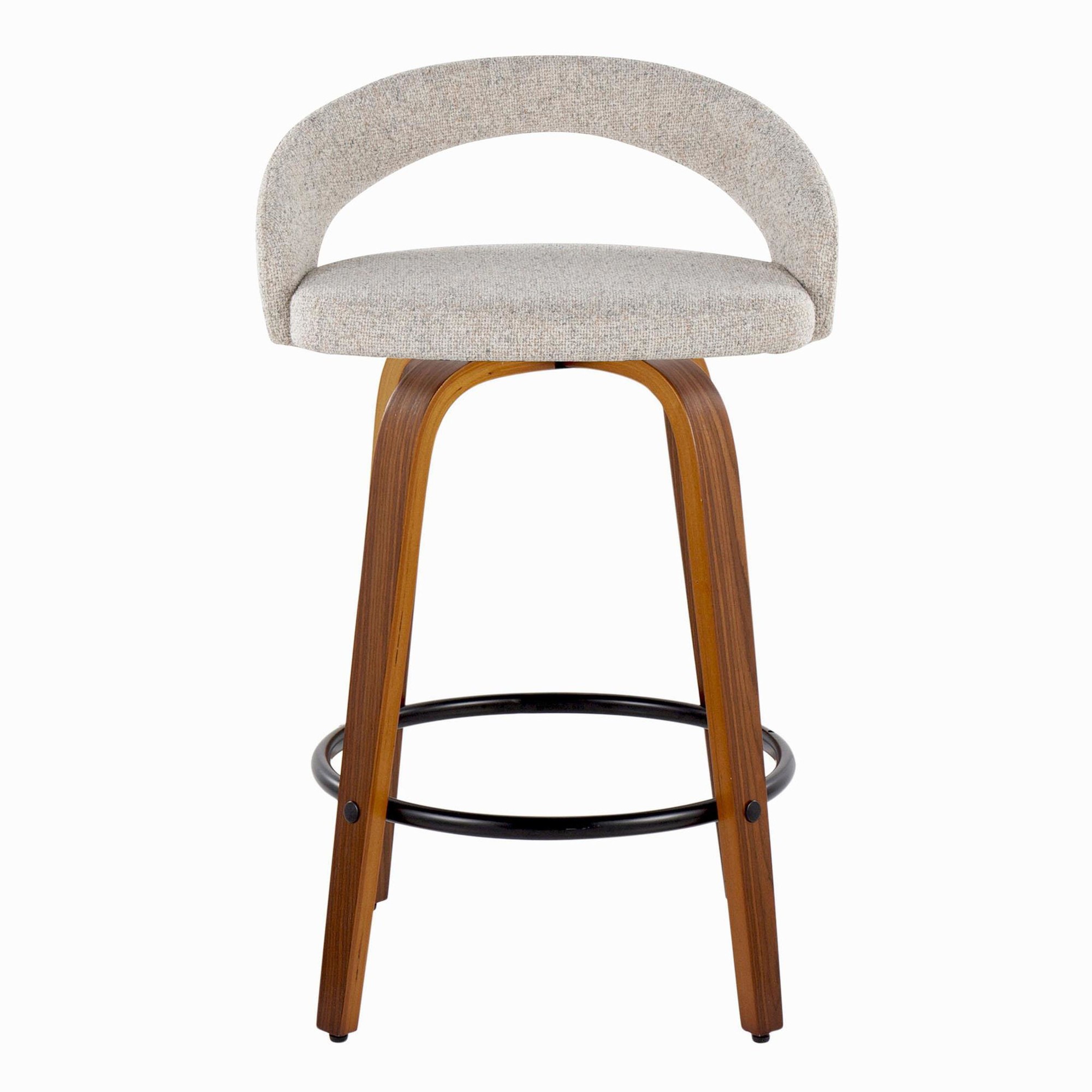 Grotto Oat Noise Fabric Walnut Contemporary Counter Stools (Set of 2) 8 Grotto Oat Noise Fabric Walnut Contemporary Counter Stools (Set of 2) - Image 8