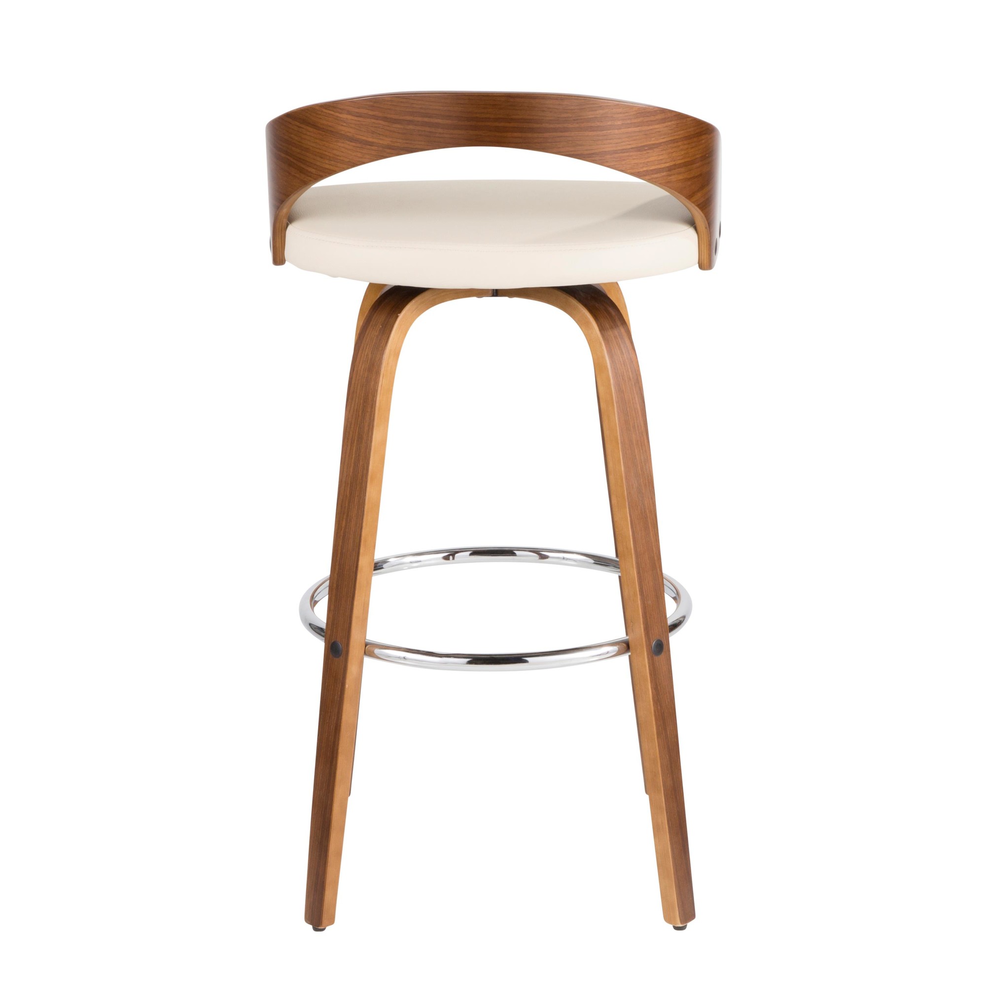 Grotto Walnut Cream Swivel Mid-Century Modern Barstools (Set of 2) 12 Grotto Walnut Cream Swivel Mid-Century Modern Barstools (Set of 2) - Image 12