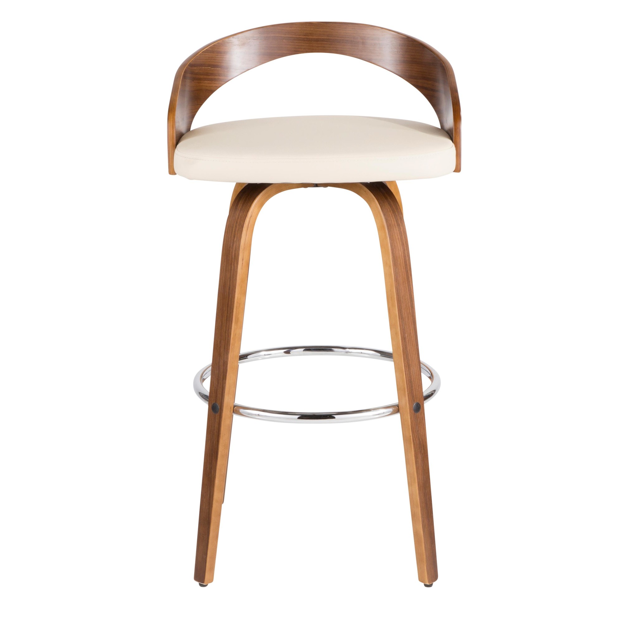 Grotto Walnut Cream Swivel Mid-Century Modern Barstools (Set of 2) 13 Grotto Walnut Cream Swivel Mid-Century Modern Barstools (Set of 2) - Image 13
