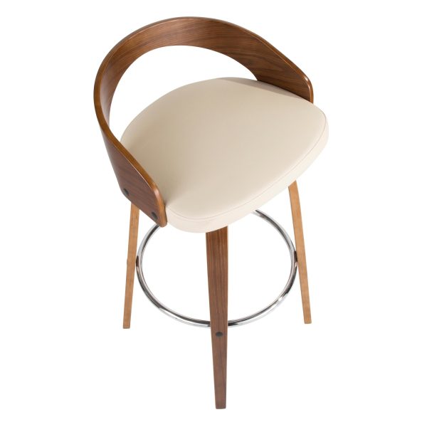 Grotto Walnut Cream Swivel Mid Century Modern Barstools Set of 2 13