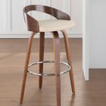 Grotto Walnut Cream Swivel Mid-Century Modern Barstools (Set of 2) 18 Grotto Walnut Cream Swivel Mid-Century Modern Barstools (Set of 2)