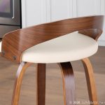 Grotto Walnut Cream Swivel Mid-Century Modern Barstools (Set of 2) 20 Grotto Walnut Cream Swivel Mid-Century Modern Barstools (Set of 2)