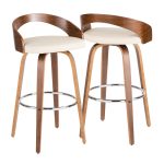 Grotto Walnut Cream Swivel Mid-Century Modern Barstools (Set of 2) 23 Grotto Walnut Cream Swivel Mid-Century Modern Barstools (Set of 2)