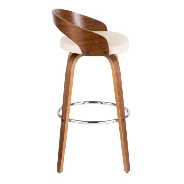 Grotto Walnut Cream Swivel Mid Century Modern Barstools Set of 2 9