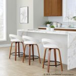 Grotto Walnut White Velvet Contemporary Counter Stools 24" (Set of 2) 11 Grotto Walnut White Velvet Contemporary Counter Stools 24" (Set of 2)