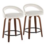 Grotto Walnut White Velvet Contemporary Counter Stools 24" (Set of 2) 13 Grotto Walnut White Velvet Contemporary Counter Stools 24" (Set of 2)