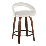Grotto Walnut White Velvet Contemporary Counter Stools 24" (Set of 2) 14 Grotto Walnut White Velvet Contemporary Counter Stools 24" (Set of 2)