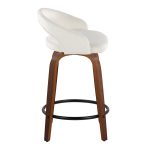 Grotto Walnut White Velvet Contemporary Counter Stools 24" (Set of 2) 15 Grotto Walnut White Velvet Contemporary Counter Stools 24" (Set of 2)