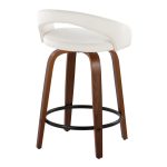 Grotto Walnut White Velvet Contemporary Counter Stools 24" (Set of 2) 16 Grotto Walnut White Velvet Contemporary Counter Stools 24" (Set of 2)